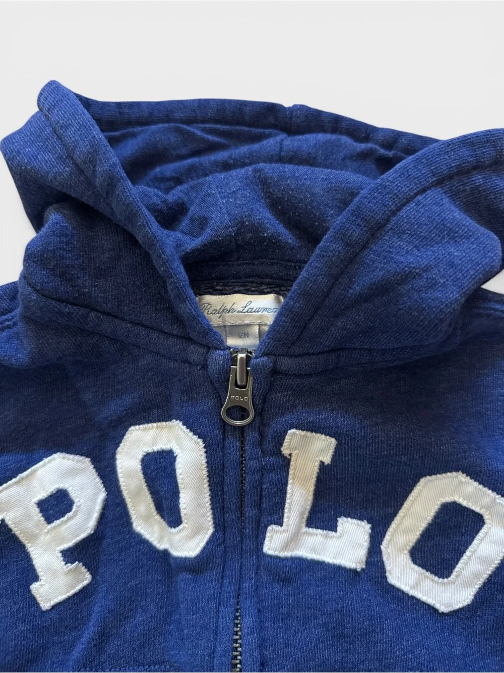 Polo Ralph Lauren Kids Royal Blue Hooded Zip Sweatshirt with White Appliqué